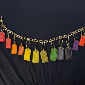 Group of Rainbow Colored Coach Hangtags - Silver Chain Included